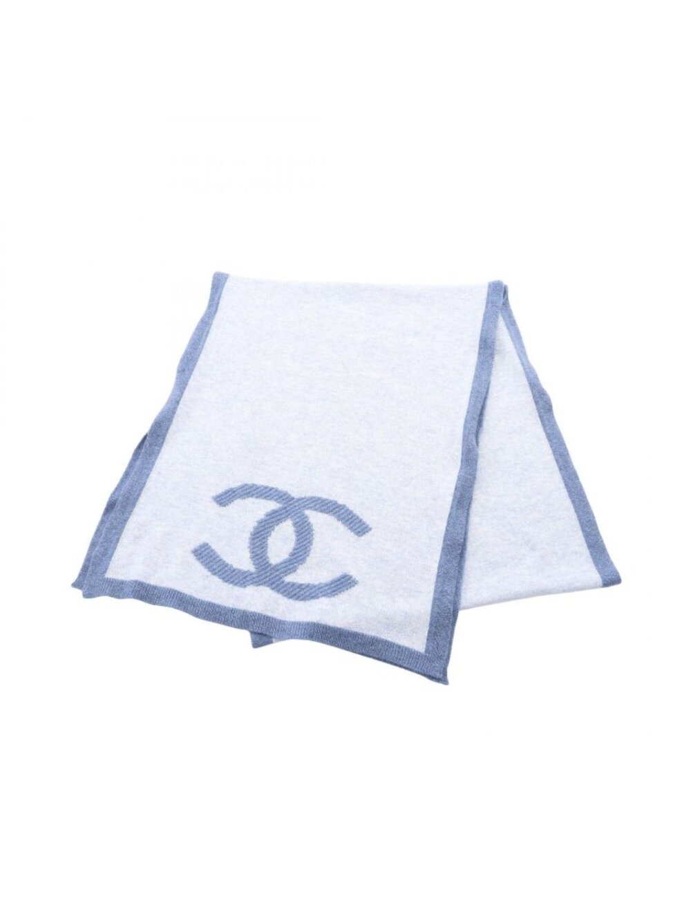 Chanel Scarf CC Logo Blue Cotton